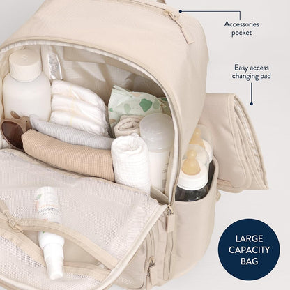 Utility Diaper Bag Backpack, 17 Pockets w/Changing Pad (Mocha)