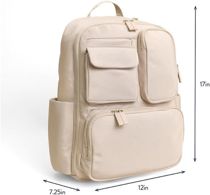 Utility Diaper Bag Backpack, 17 Pockets w/Changing Pad (Mocha)