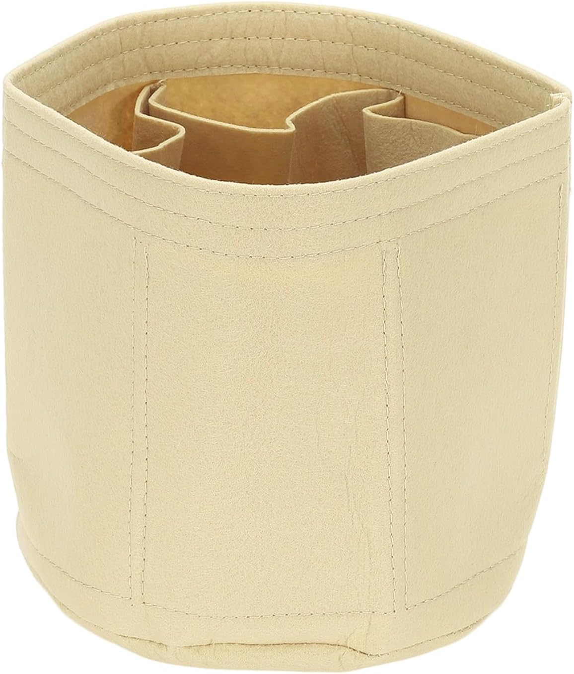 Purse Organizer Insert, 8" x 8" Portable Felt Organizer Bags Round Multiple Compartments Purse Liner for Bucket Bag, Domed Satchel, Tote Bag, Handbag Shaper, Beige