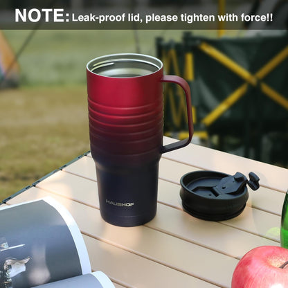24 oz Travel Mug with Handle, Stainless Steel Vacuum Insulated Coffee, Double Wall Travel Mugs with Leakproof Lid, BPA Free