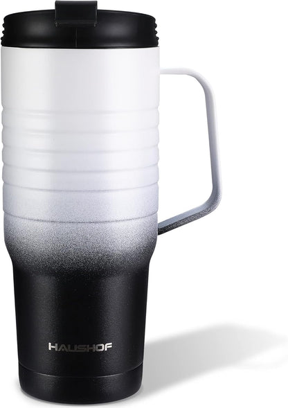 24 oz Travel Mug with Handle, Stainless Steel Vacuum Insulated Coffee, Double Wall Travel Mugs with Leakproof Lid, BPA Free