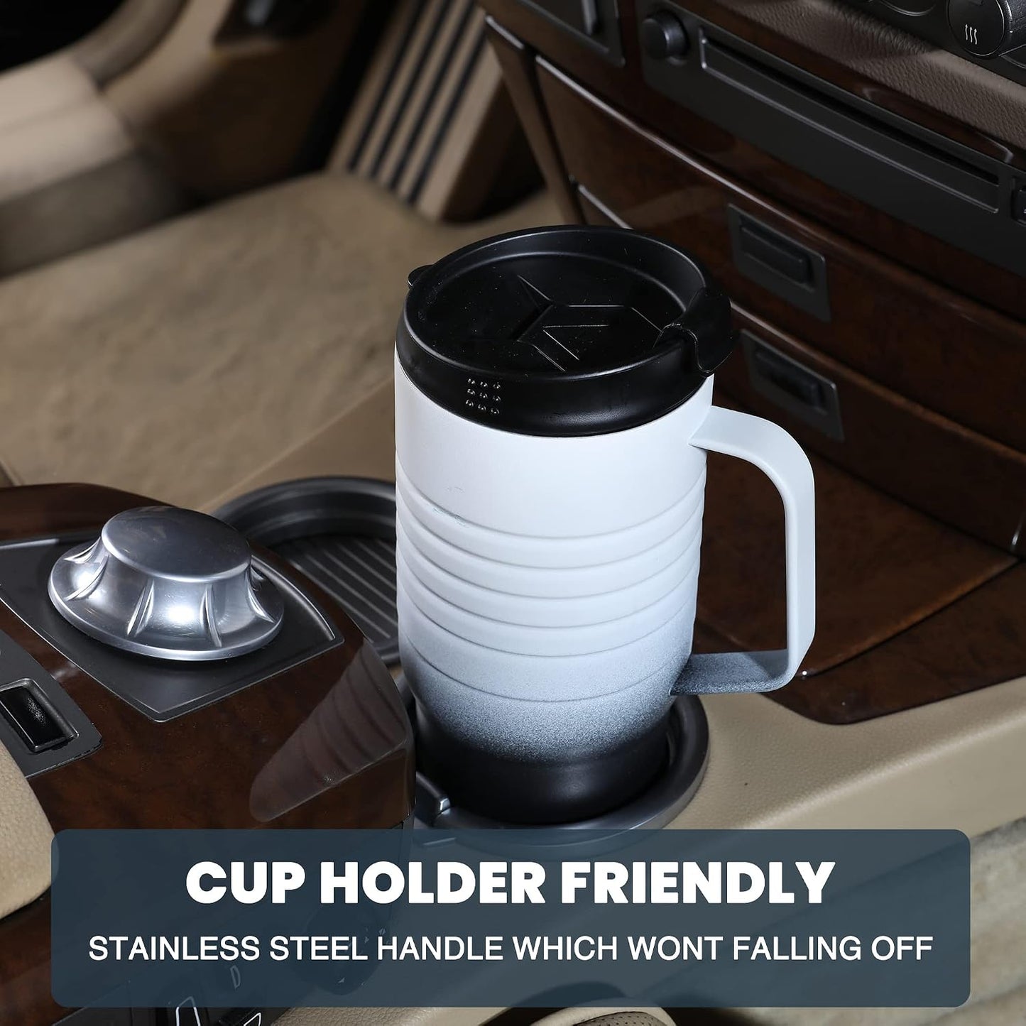 24 oz Travel Mug with Handle, Stainless Steel Vacuum Insulated Coffee, Double Wall Travel Mugs with Leakproof Lid, BPA Free