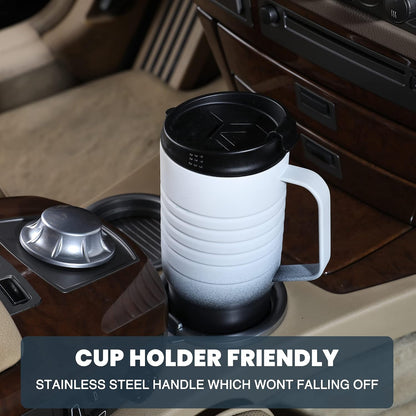 24 oz Travel Mug with Handle, Stainless Steel Vacuum Insulated Coffee, Double Wall Travel Mugs with Leakproof Lid, BPA Free