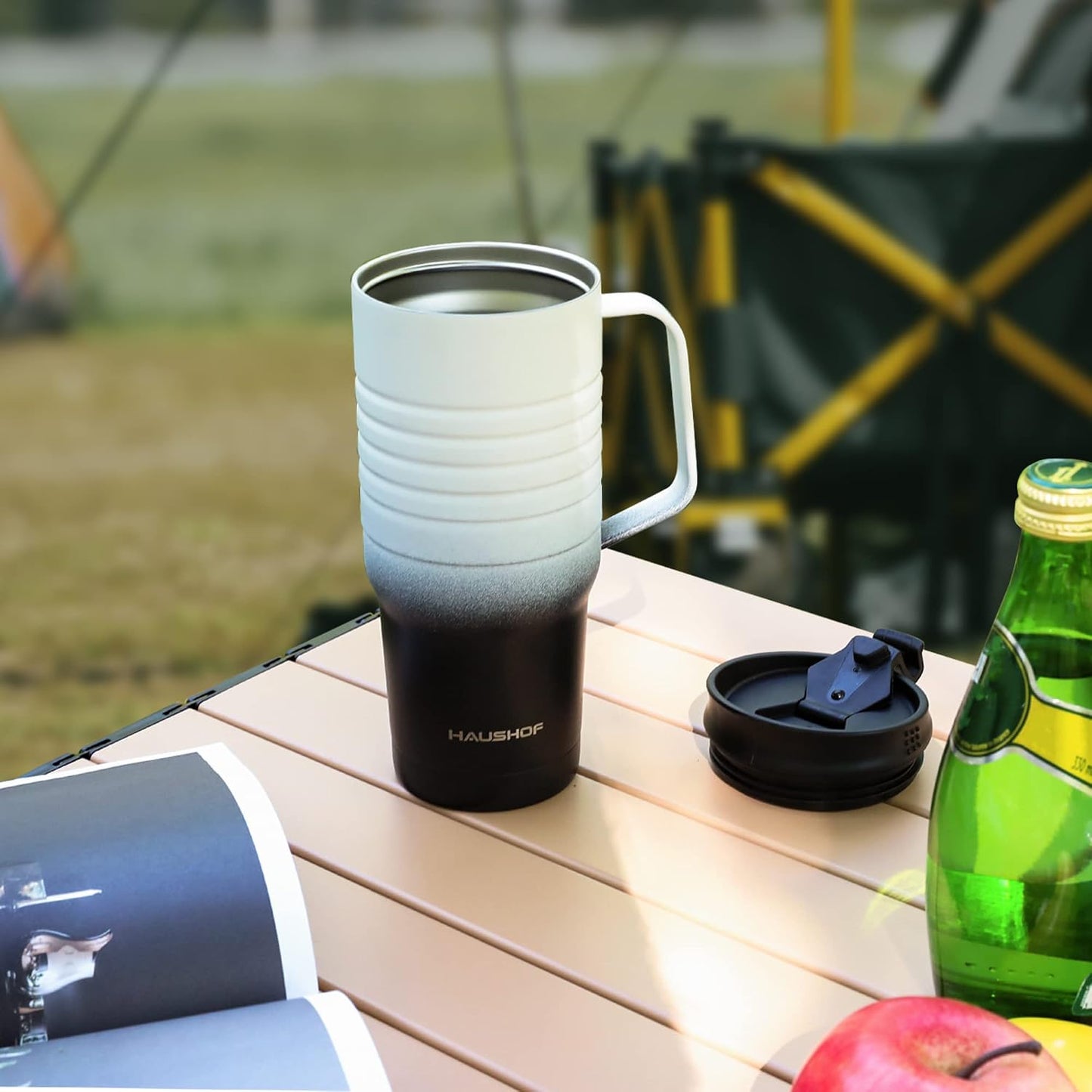 24 oz Travel Mug with Handle, Stainless Steel Vacuum Insulated Coffee, Double Wall Travel Mugs with Leakproof Lid, BPA Free