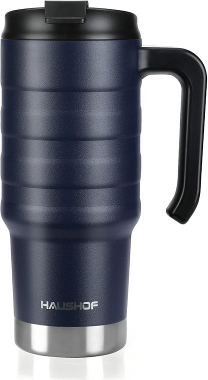 24 oz Travel Mug with Handle, Stainless Steel Vacuum Insulated Coffee, Double Wall Travel Mugs with Leakproof Lid, BPA Free