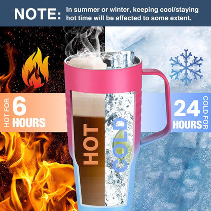 24 oz Travel Mug with Handle, Stainless Steel Vacuum Insulated Coffee, Double Wall Travel Mugs with Leakproof Lid, BPA Free