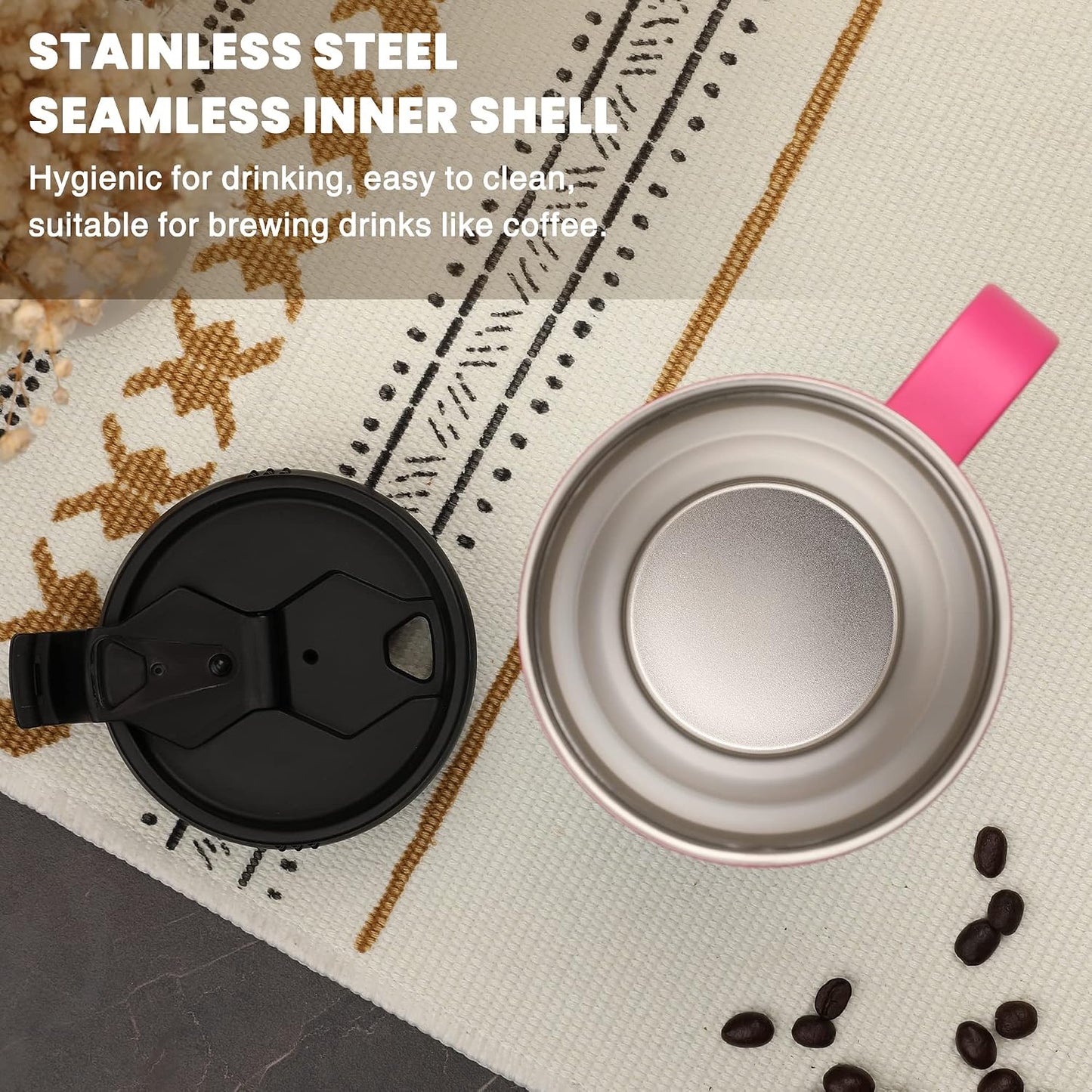 24 oz Travel Mug with Handle, Stainless Steel Vacuum Insulated Coffee, Double Wall Travel Mugs with Leakproof Lid, BPA Free