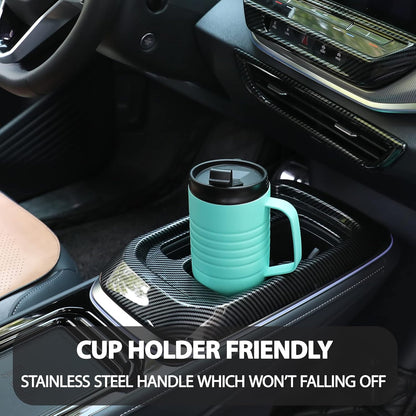 24 oz Travel Mug with Handle, Stainless Steel Vacuum Insulated Coffee, Double Wall Travel Mugs with Leakproof Lid, BPA Free