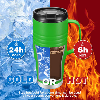 24 oz Travel Mug with Handle, Stainless Steel Vacuum Insulated Coffee, Double Wall Travel Mugs with Leakproof Lid, BPA Free