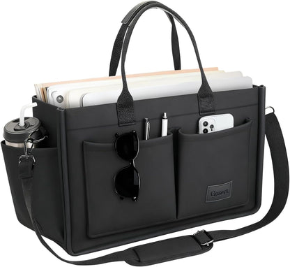 Women’s Canvas Multi-Pocket Tote Bag, Convertible Laptop Work Crossbody Shoulder Bag for Travel, Nurses & Teachers