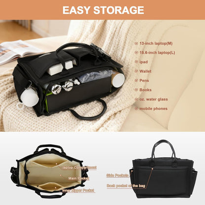 Women’s Canvas Multi-Pocket Tote Bag, Convertible Laptop Work Crossbody Shoulder Bag for Travel, Nurses & Teachers