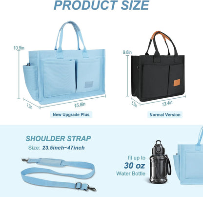 Women’s Canvas Multi-Pocket Tote Bag, Convertible Laptop Work Crossbody Shoulder Bag for Travel, Nurses & Teachers