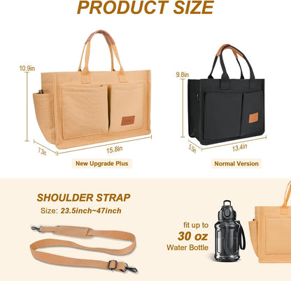 Women’s Canvas Multi-Pocket Tote Bag, Convertible Laptop Work Crossbody Shoulder Bag for Travel, Nurses & Teachers
