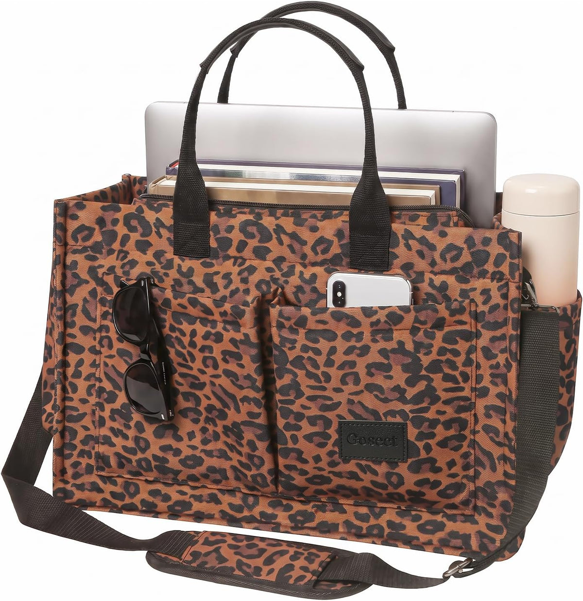 Women’s Canvas Multi-Pocket Tote Bag, Convertible Laptop Work Crossbody Shoulder Bag for Travel, Nurses & Teachers