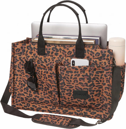 Women’s Canvas Multi-Pocket Tote Bag, Convertible Laptop Work Crossbody Shoulder Bag for Travel, Nurses & Teachers