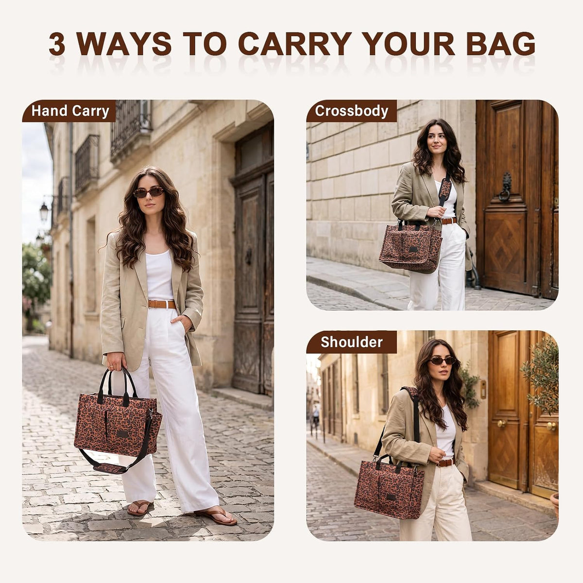 Women’s Canvas Multi-Pocket Tote Bag, Convertible Laptop Work Crossbody Shoulder Bag for Travel, Nurses & Teachers