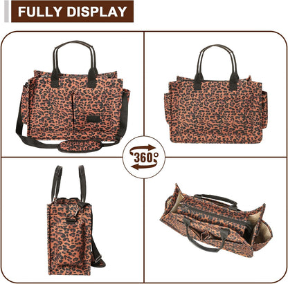 Women’s Canvas Multi-Pocket Tote Bag, Convertible Laptop Work Crossbody Shoulder Bag for Travel, Nurses & Teachers