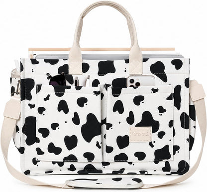 Women’s Canvas Multi-Pocket Tote Bag, Convertible Laptop Work Crossbody Shoulder Bag for Travel, Nurses & Teachers