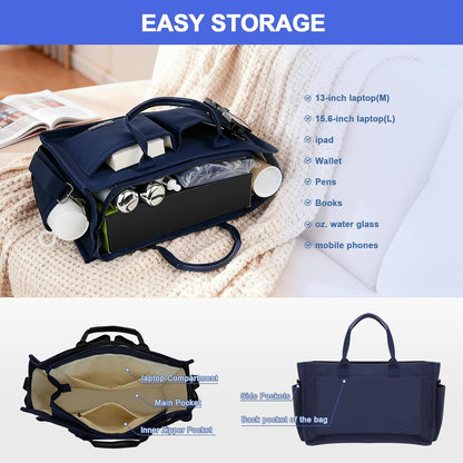 Women’s Canvas Multi-Pocket Tote Bag, Convertible Laptop Work Crossbody Shoulder Bag for Travel, Nurses & Teachers