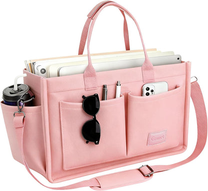 Women’s Canvas Multi-Pocket Tote Bag, Convertible Laptop Work Crossbody Shoulder Bag for Travel, Nurses & Teachers