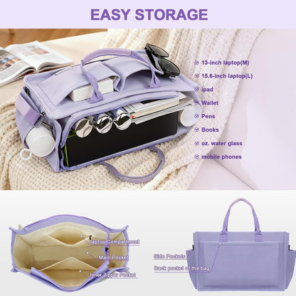 Women’s Canvas Multi-Pocket Tote Bag, Convertible Laptop Work Crossbody Shoulder Bag for Travel, Nurses & Teachers