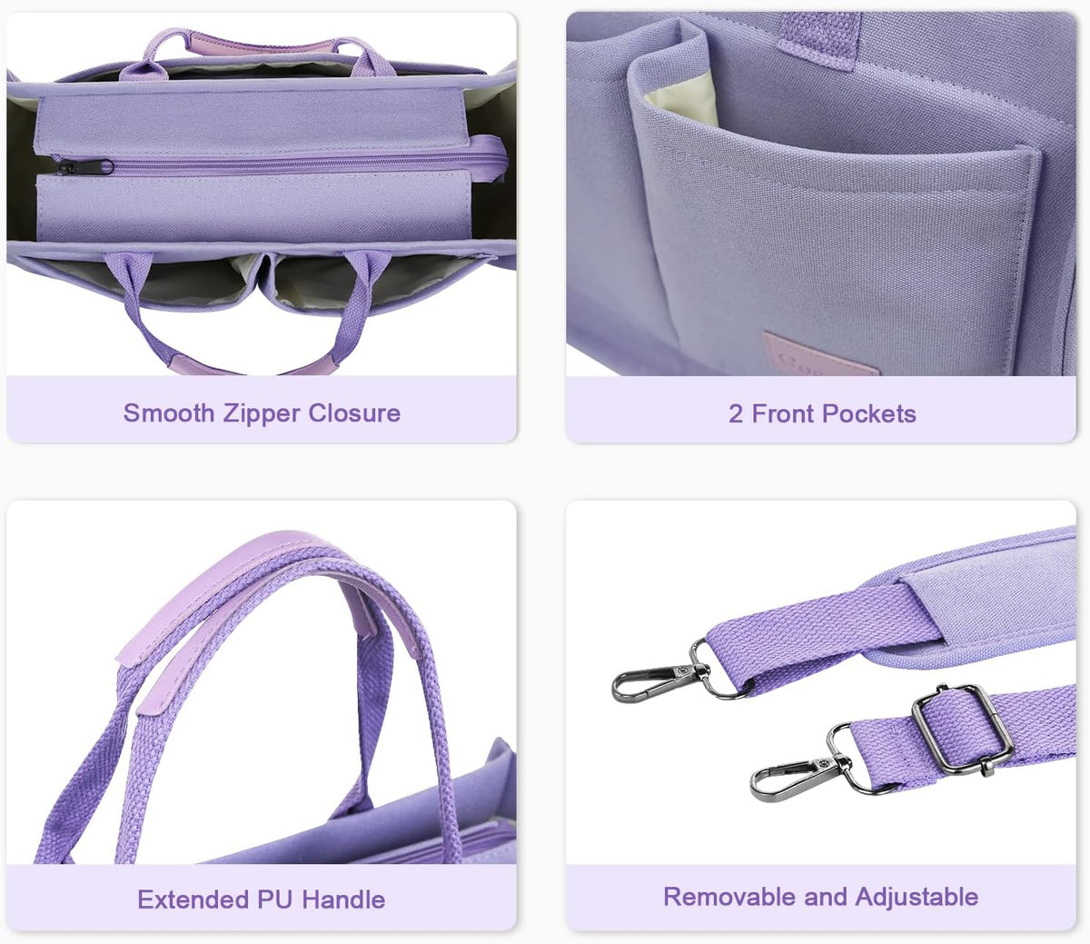 Women’s Canvas Multi-Pocket Tote Bag, Convertible Laptop Work Crossbody Shoulder Bag for Travel, Nurses & Teachers