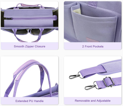 Women’s Canvas Multi-Pocket Tote Bag, Convertible Laptop Work Crossbody Shoulder Bag for Travel, Nurses & Teachers