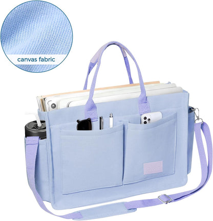Women’s Canvas Multi-Pocket Tote Bag, Convertible Laptop Work Crossbody Shoulder Bag for Travel, Nurses & Teachers