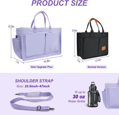 Women’s Canvas Multi-Pocket Tote Bag, Convertible Laptop Work Crossbody Shoulder Bag for Travel, Nurses & Teachers