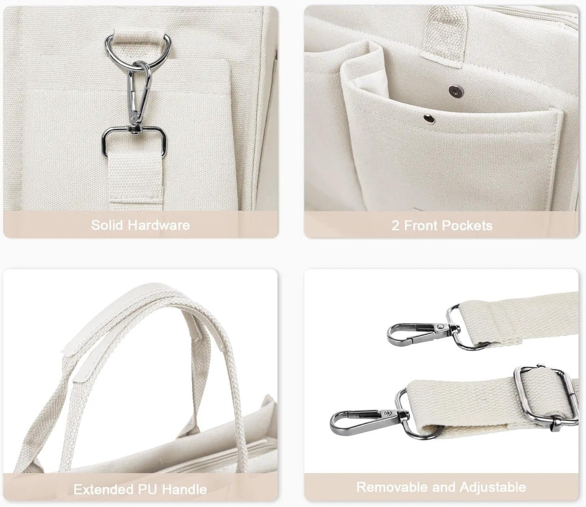 Women’s Canvas Multi-Pocket Tote Bag, Convertible Laptop Work Crossbody Shoulder Bag for Travel, Nurses & Teachers