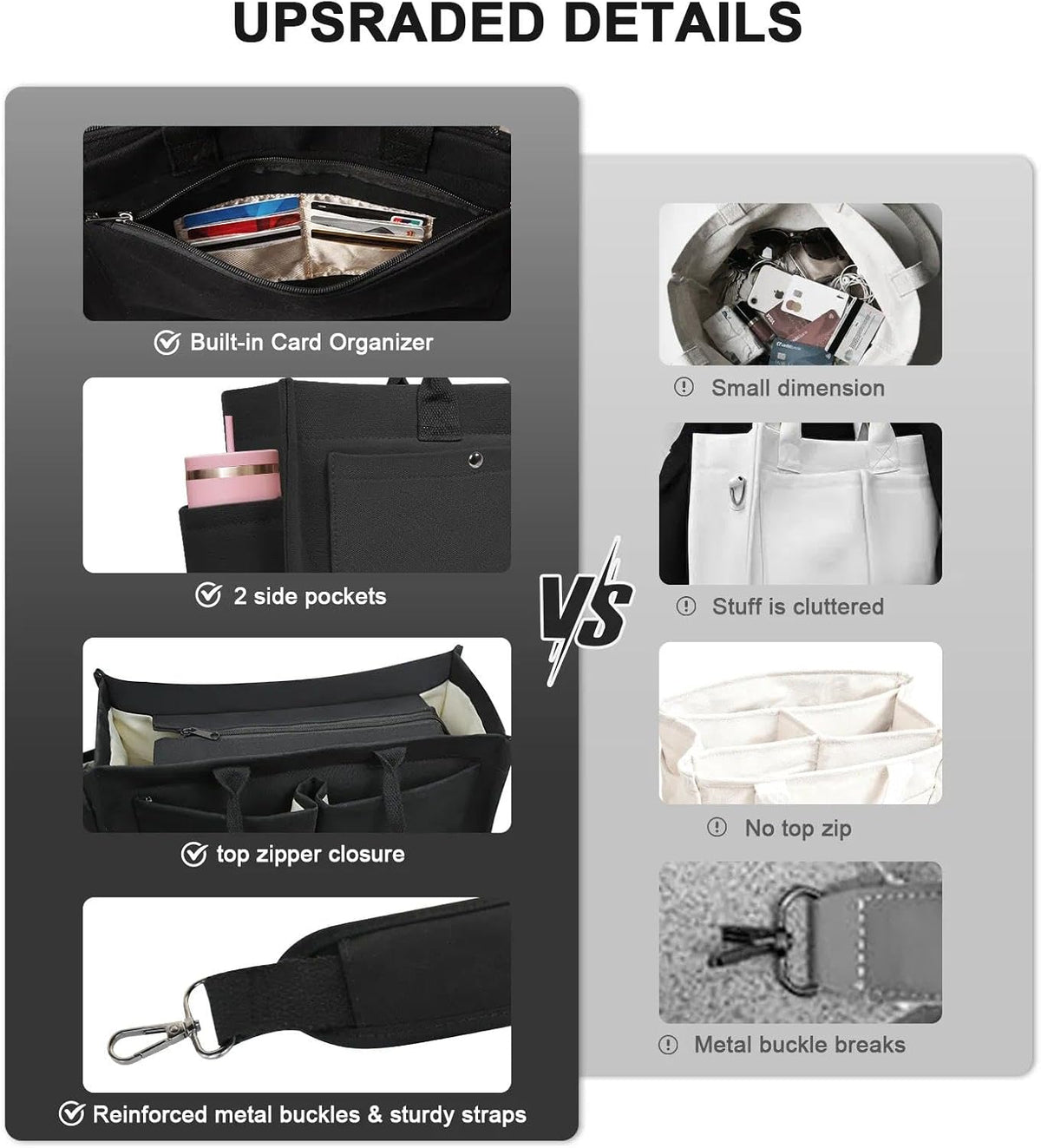 Women’s Canvas Multi-Pocket Tote Bag, Convertible Laptop Work Crossbody Shoulder Bag for Travel, Nurses & Teachers