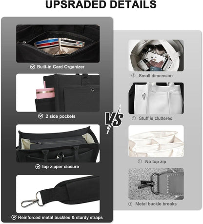 Women’s Canvas Multi-Pocket Tote Bag, Convertible Laptop Work Crossbody Shoulder Bag for Travel, Nurses & Teachers
