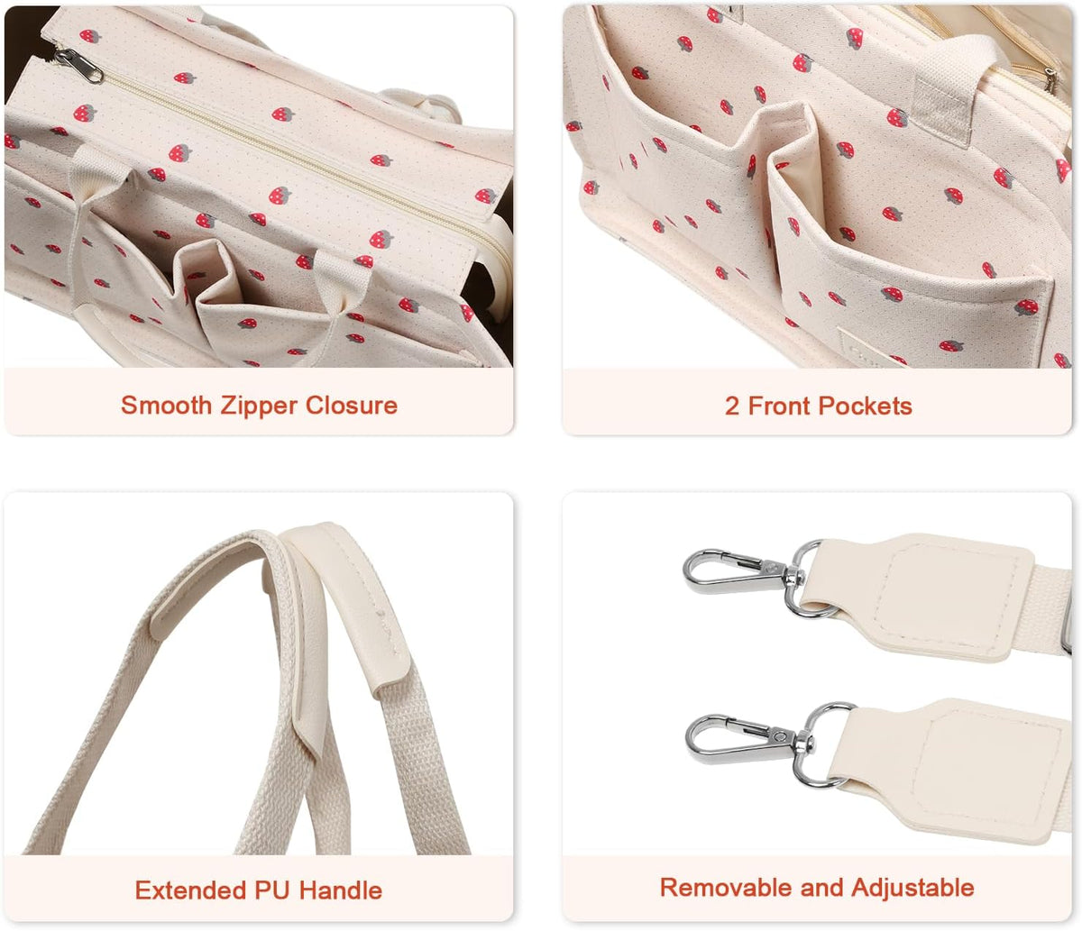Women’s Canvas Multi-Pocket Tote Bag, Convertible Laptop Work Crossbody Shoulder Bag for Travel, Nurses & Teachers
