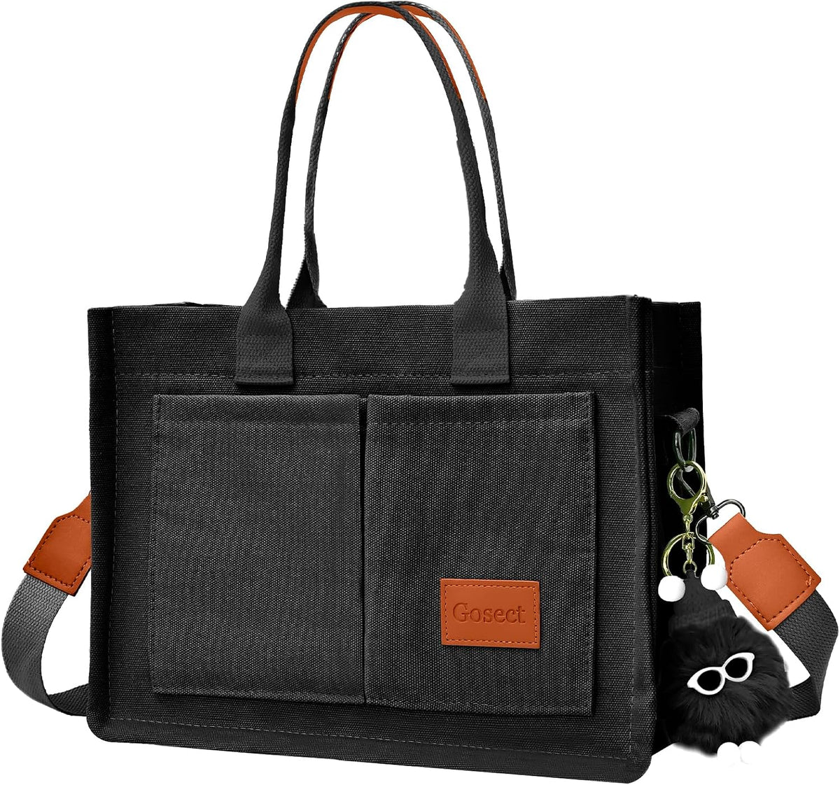Women’s Canvas Multi-Pocket Tote Bag, Convertible Laptop Work Crossbody Shoulder Bag for Travel, Nurses & Teachers