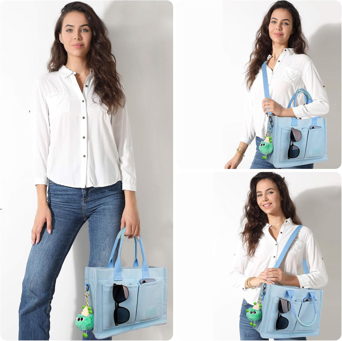 Women’s Canvas Multi-Pocket Tote Bag, Convertible Laptop Work Crossbody Shoulder Bag for Travel, Nurses & Teachers