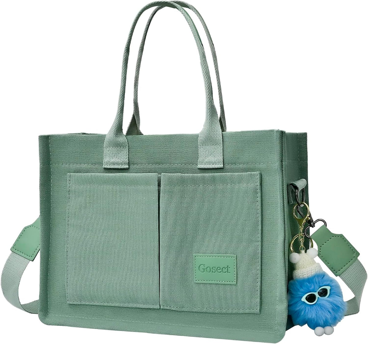Women’s Canvas Multi-Pocket Tote Bag, Convertible Laptop Work Crossbody Shoulder Bag for Travel, Nurses & Teachers