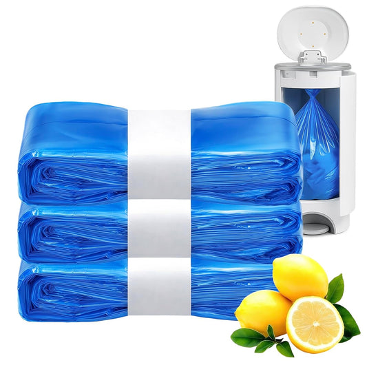 Compatible with Diaper Genie Pails Diaper Pail Refills | 3 Pack Lemon Scent Continuous Long-Roll Liner Refills | Leak-Resistant Odor-Control Disposal Bags for Baby | Easy Cut & Tie Design