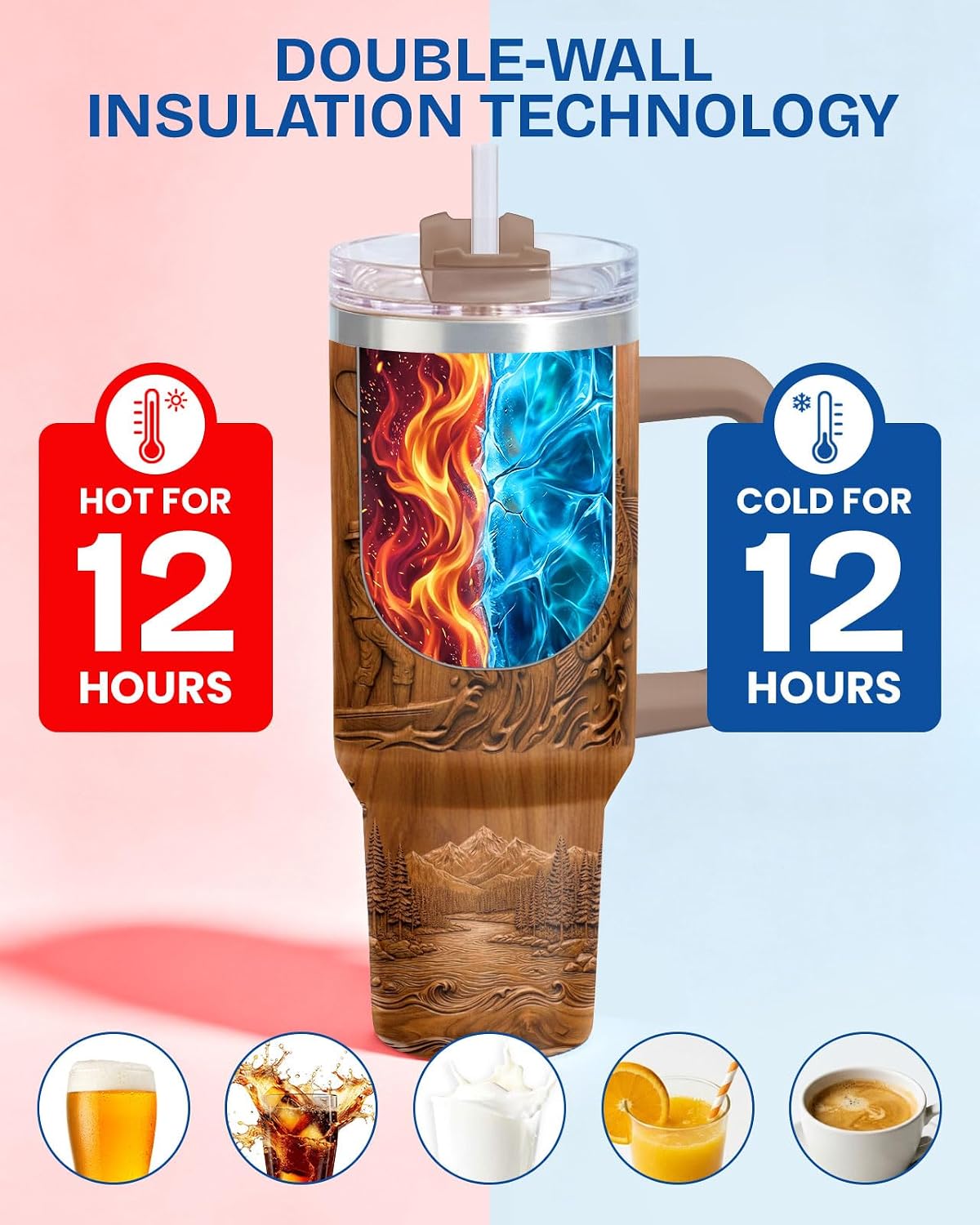 Dad Dadman Funny 40 oz Tumbler with Handle, Funny Dad Gift | Gift for Dad Tumbler 40oz, Cool Dadman Travel Mug, Funny Superhero Birthday from Daughter Son - Colors B