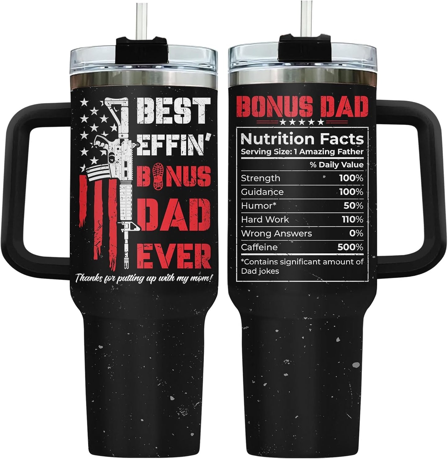 Dad Dadman Funny 40 oz Tumbler with Handle, Funny Dad Gift | Gift for Dad Tumbler 40oz, Cool Dadman Travel Mug, Funny Superhero Birthday from Daughter Son - Colors B
