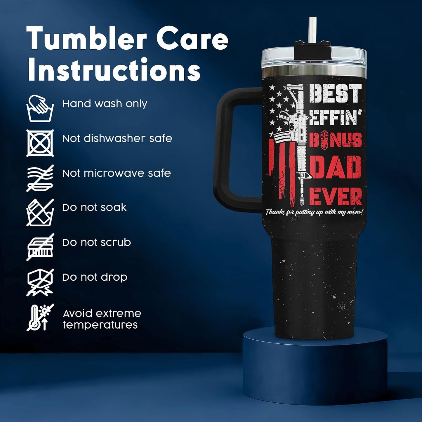 Dad Dadman Funny 40 oz Tumbler with Handle, Funny Dad Gift | Gift for Dad Tumbler 40oz, Cool Dadman Travel Mug, Funny Superhero Birthday from Daughter Son - Colors B