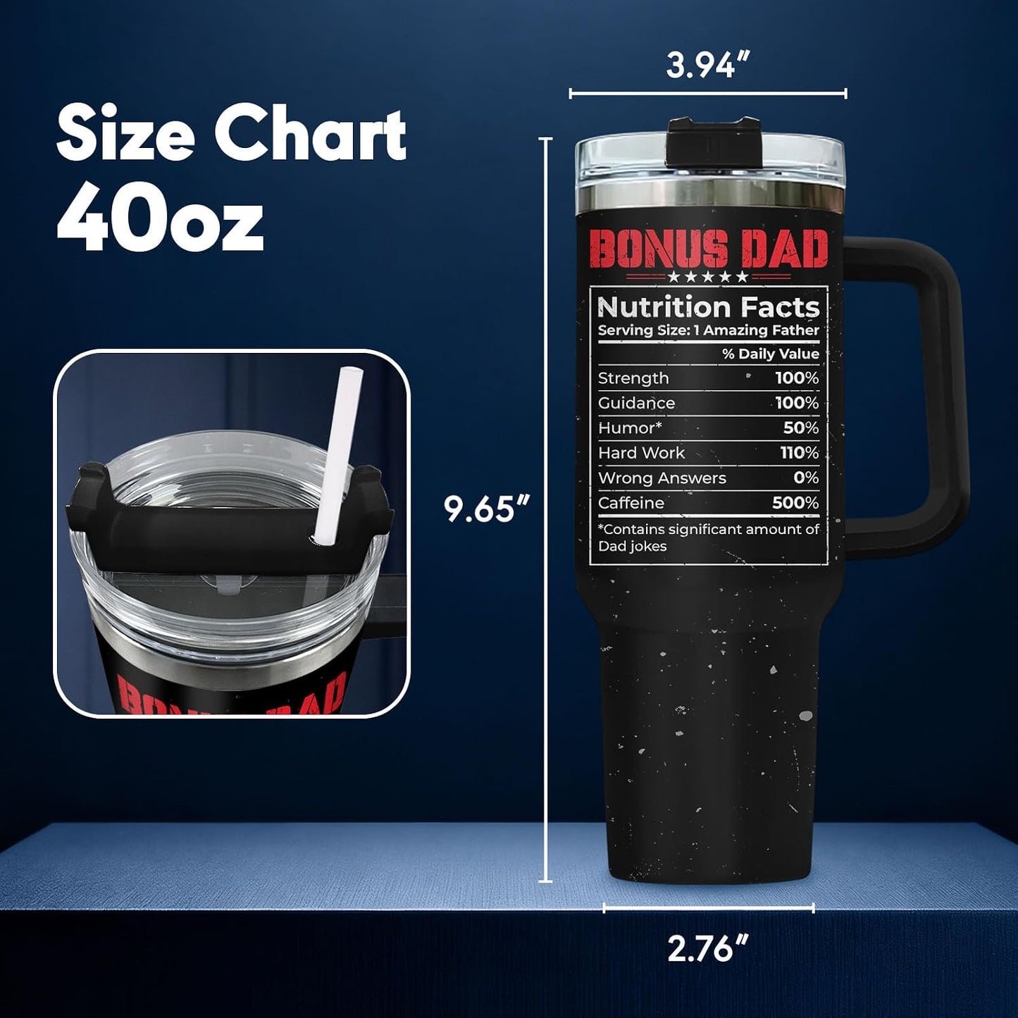 Dad Dadman Funny 40 oz Tumbler with Handle, Funny Dad Gift | Gift for Dad Tumbler 40oz, Cool Dadman Travel Mug, Funny Superhero Birthday from Daughter Son - Colors B