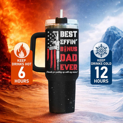 Dad Dadman Funny 40 oz Tumbler with Handle, Funny Dad Gift | Gift for Dad Tumbler 40oz, Cool Dadman Travel Mug, Funny Superhero Birthday from Daughter Son - Colors B