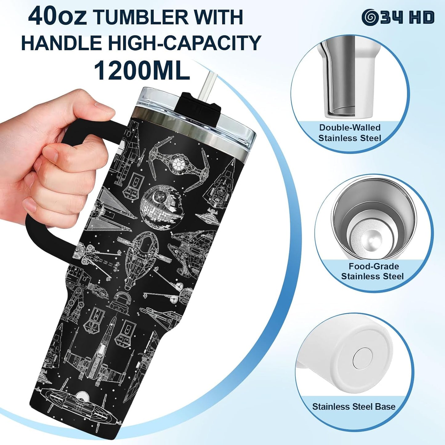 Dad Dadman Funny 40 oz Tumbler with Handle, Funny Dad Gift | Gift for Dad Tumbler 40oz, Cool Dadman Travel Mug, Funny Superhero Birthday from Daughter Son - Colors B