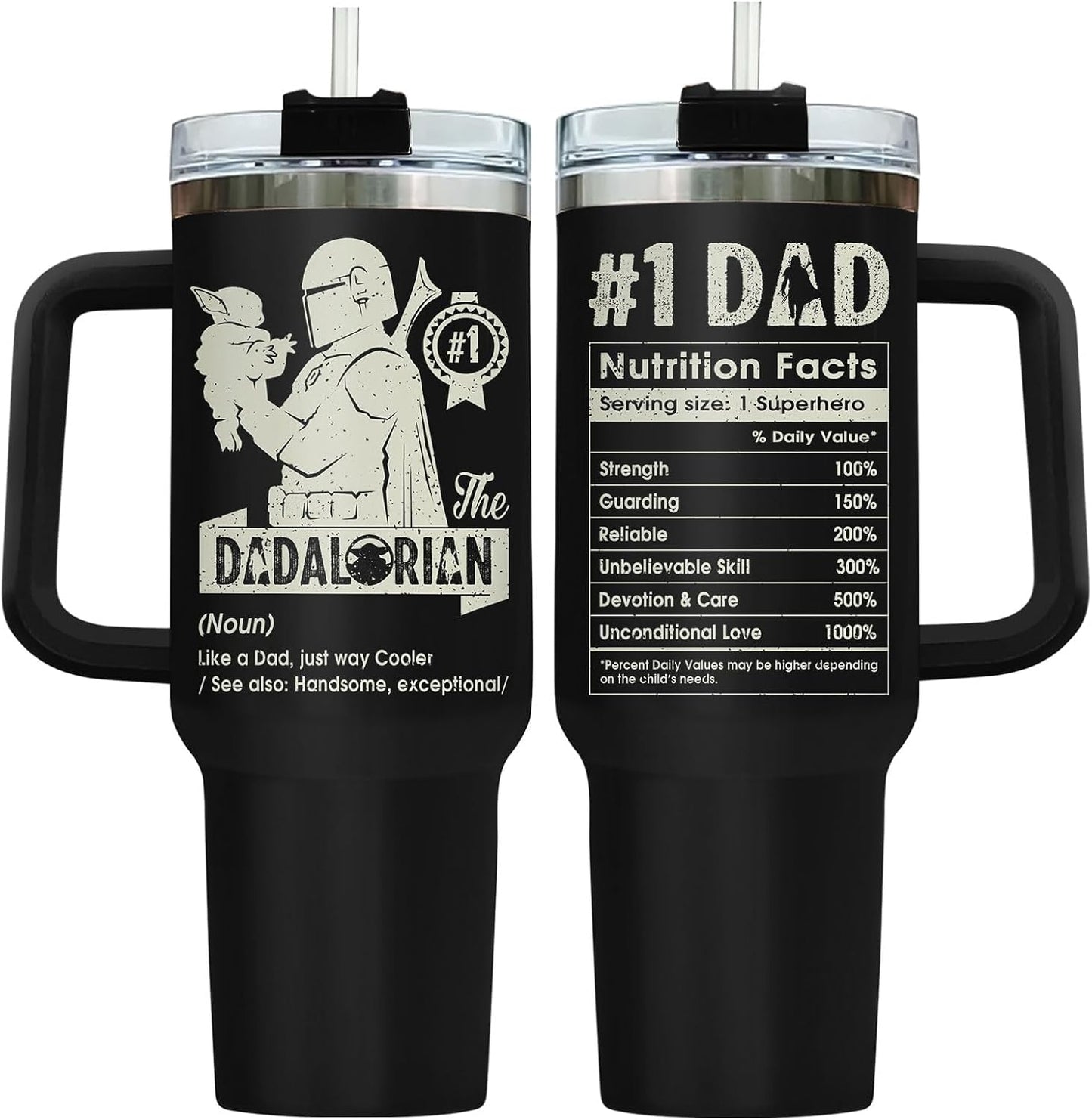 Dad Dadman Funny 40 oz Tumbler with Handle, Funny Dad Gift | Gift for Dad Tumbler 40oz, Cool Dadman Travel Mug, Funny Superhero Birthday from Daughter Son - Colors B