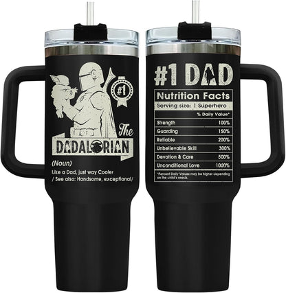 Dad Dadman Funny 40 oz Tumbler with Handle, Funny Dad Gift | Gift for Dad Tumbler 40oz, Cool Dadman Travel Mug, Funny Superhero Birthday from Daughter Son - Colors B