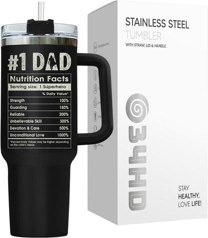 Dad Dadman Funny 40 oz Tumbler with Handle, Funny Dad Gift | Gift for Dad Tumbler 40oz, Cool Dadman Travel Mug, Funny Superhero Birthday from Daughter Son - Colors B