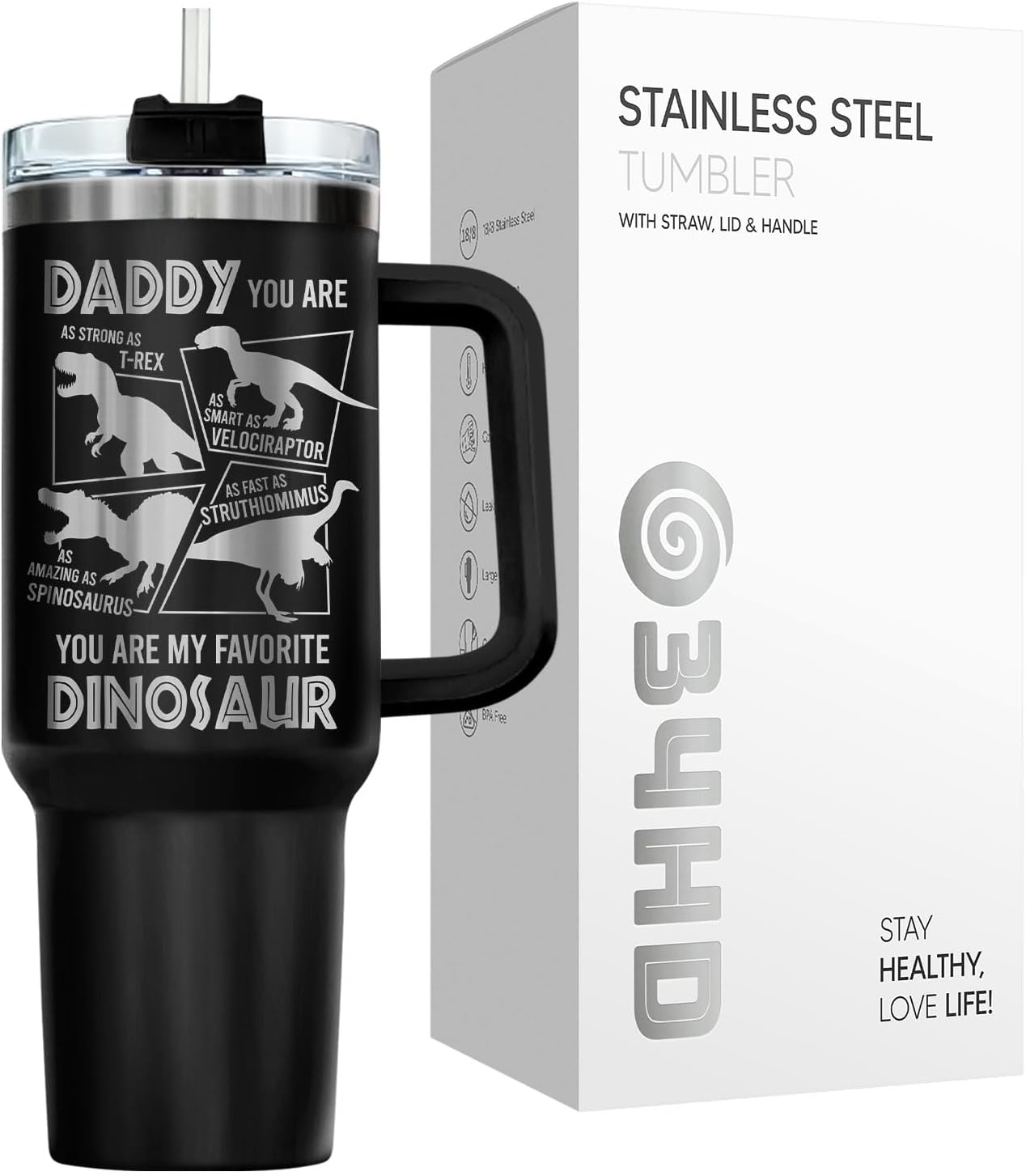 Dad Dadman Funny 40 oz Tumbler with Handle, Funny Dad Gift | Gift for Dad Tumbler 40oz, Cool Dadman Travel Mug, Funny Superhero Birthday from Daughter Son - Colors B