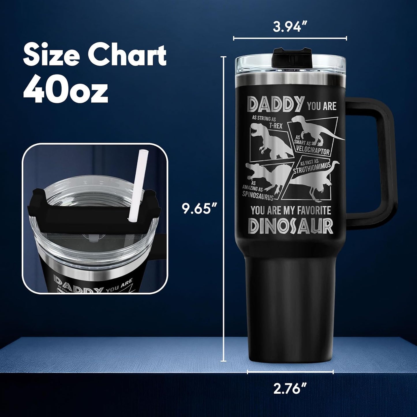 Dad Dadman Funny 40 oz Tumbler with Handle, Funny Dad Gift | Gift for Dad Tumbler 40oz, Cool Dadman Travel Mug, Funny Superhero Birthday from Daughter Son - Colors B