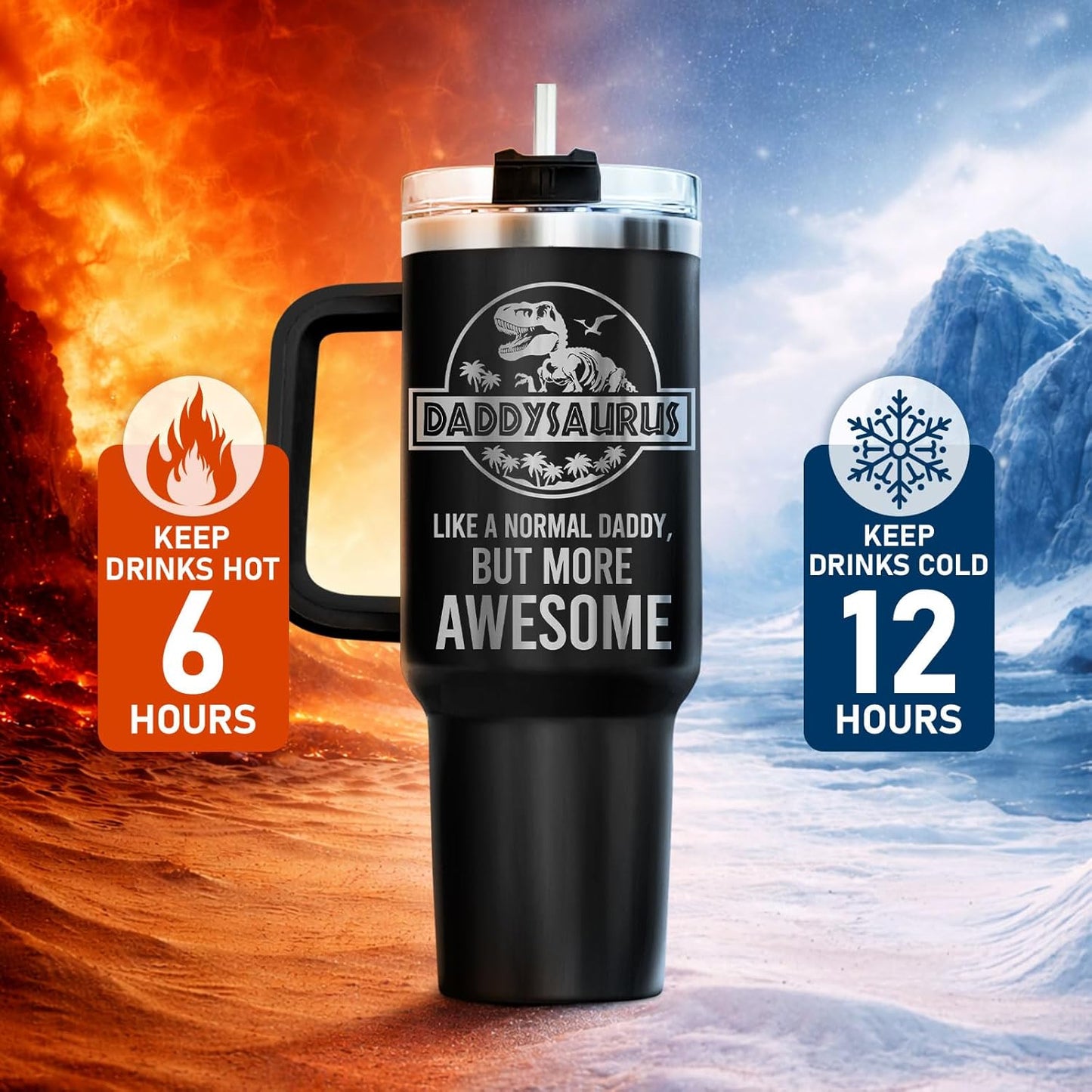 Dad Dadman Funny 40 oz Tumbler with Handle, Funny Dad Gift | Gift for Dad Tumbler 40oz, Cool Dadman Travel Mug, Funny Superhero Birthday from Daughter Son - Colors B
