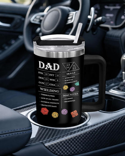 Dad Dadman Funny 40 oz Tumbler with Handle, Funny Dad Gift | Gift for Dad Tumbler 40oz, Cool Dadman Travel Mug, Funny Superhero Birthday from Daughter Son - Colors B